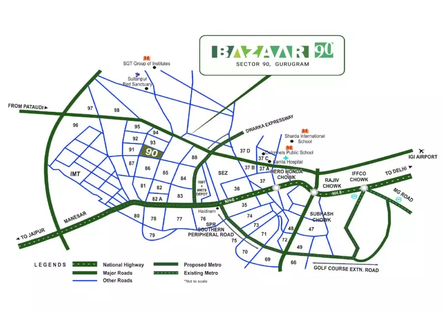 Mrg Bazaar Sector 90 location map