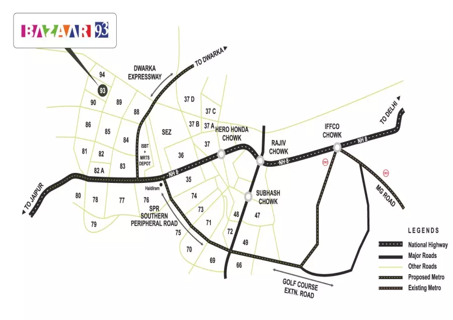 Mrg Bazaar Sector 93 Gurgaon location map